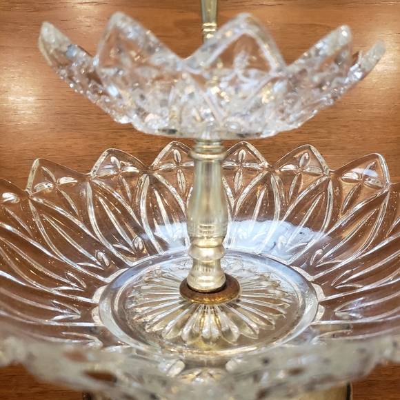 2 Tiered Glass Tray Vintage - Picture 6 of 16